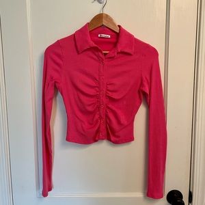 Reformation Ribbed Button Down Top